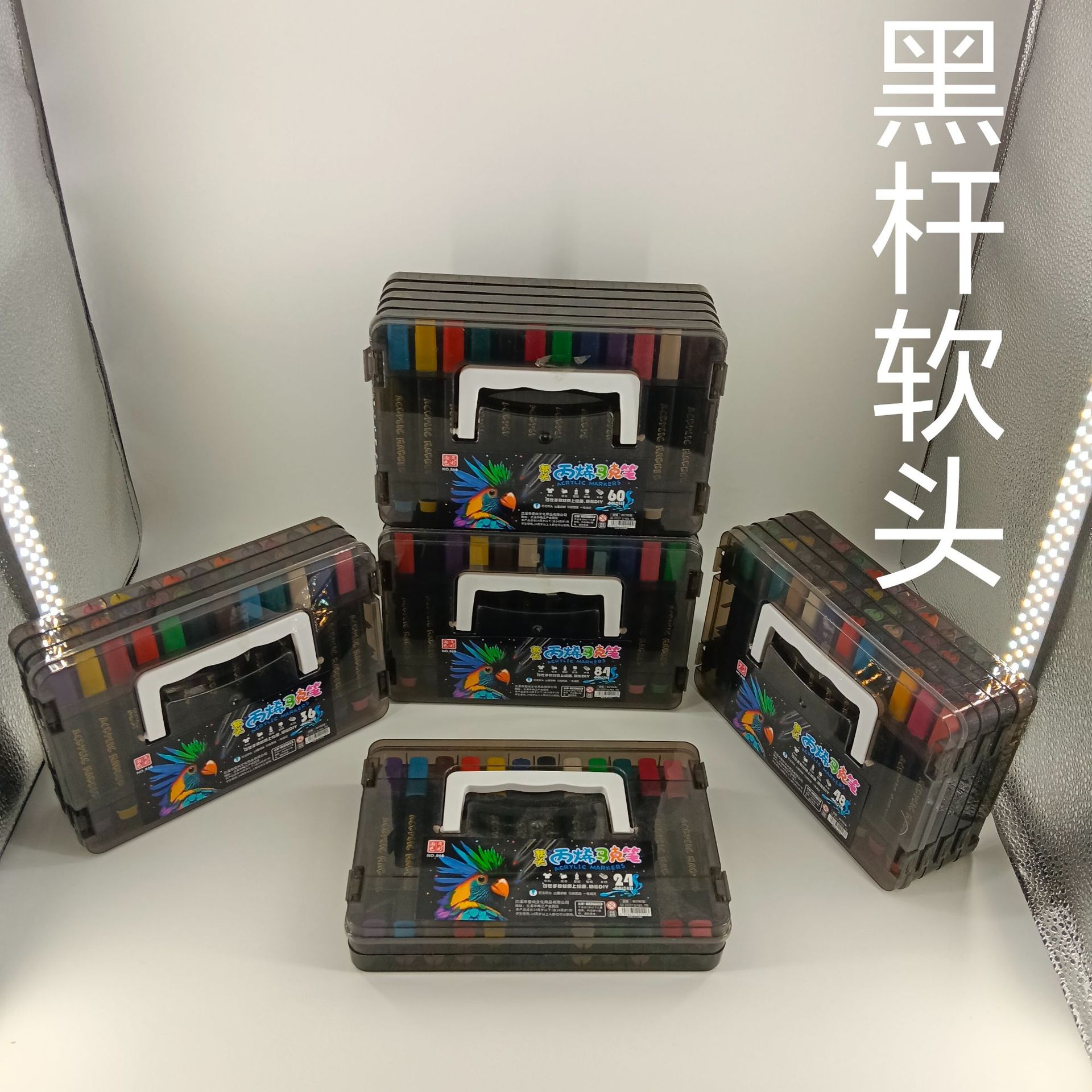 Soft Tip Black Barrel Acrylic Marker Sets